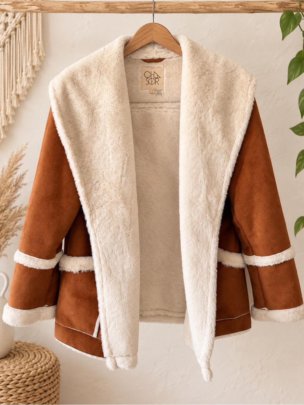 Cozy Faux-Shearling Brown Jacket with Cream Lining